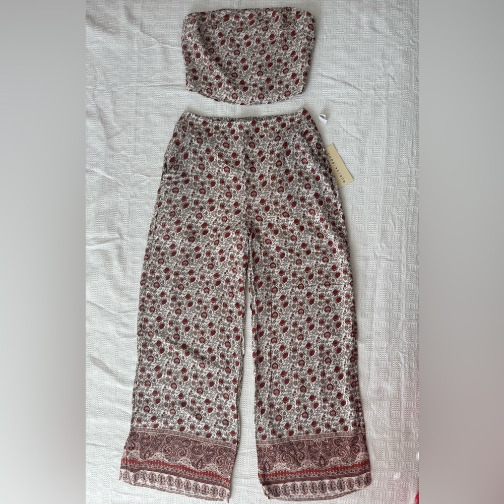 Paper Crane Floral Wide Leg Pantsuit